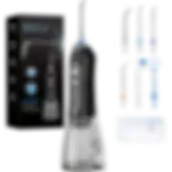 H2ofloss Water Dental Flosser Teeth Pick -portable Oral Irrigator, Rechargeable Ipx7 Waterproof Orthodontic Teeth Cleaner Pick Cordless 300ml Water Tank Black